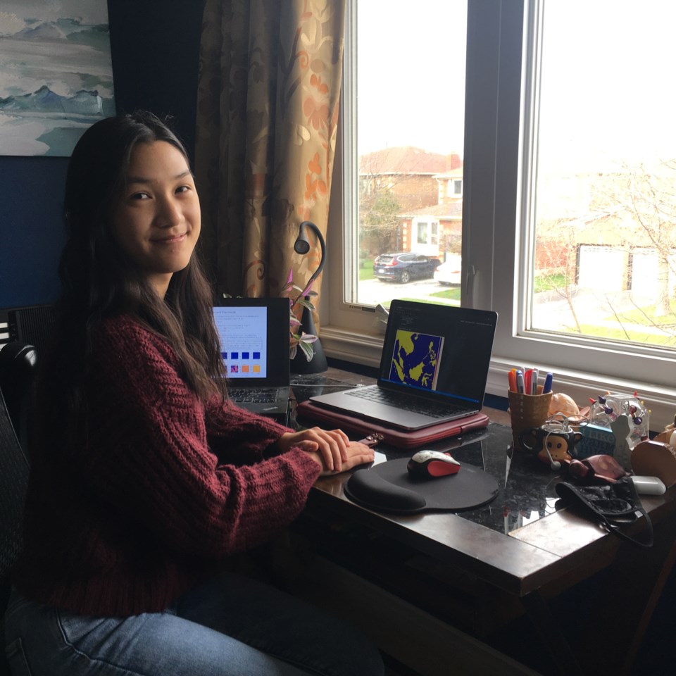 Caroline Huang at her home office